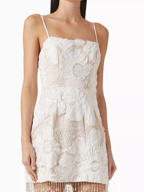 Elliott White 3D Floral Embellished Slip Dress